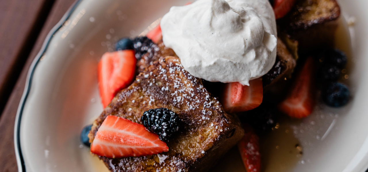French toast with fruit and whipped cream