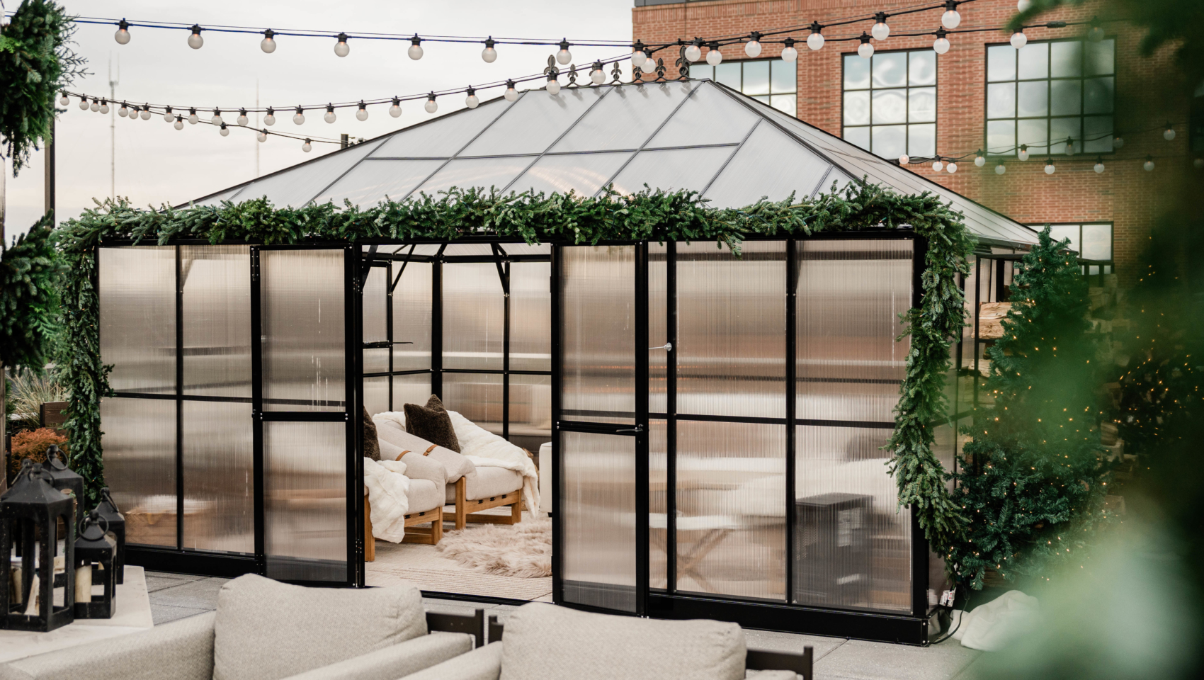 winter greenhouses atop Brass Eye rooftop