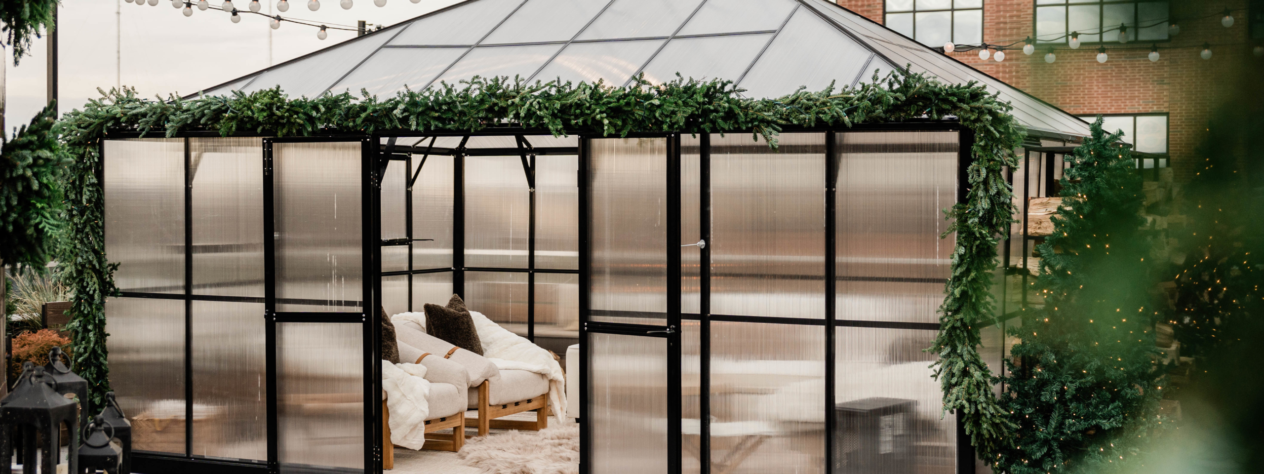 winter greenhouses atop Brass Eye rooftop