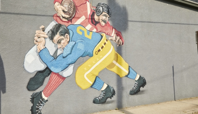 football mural in downtown Columbus