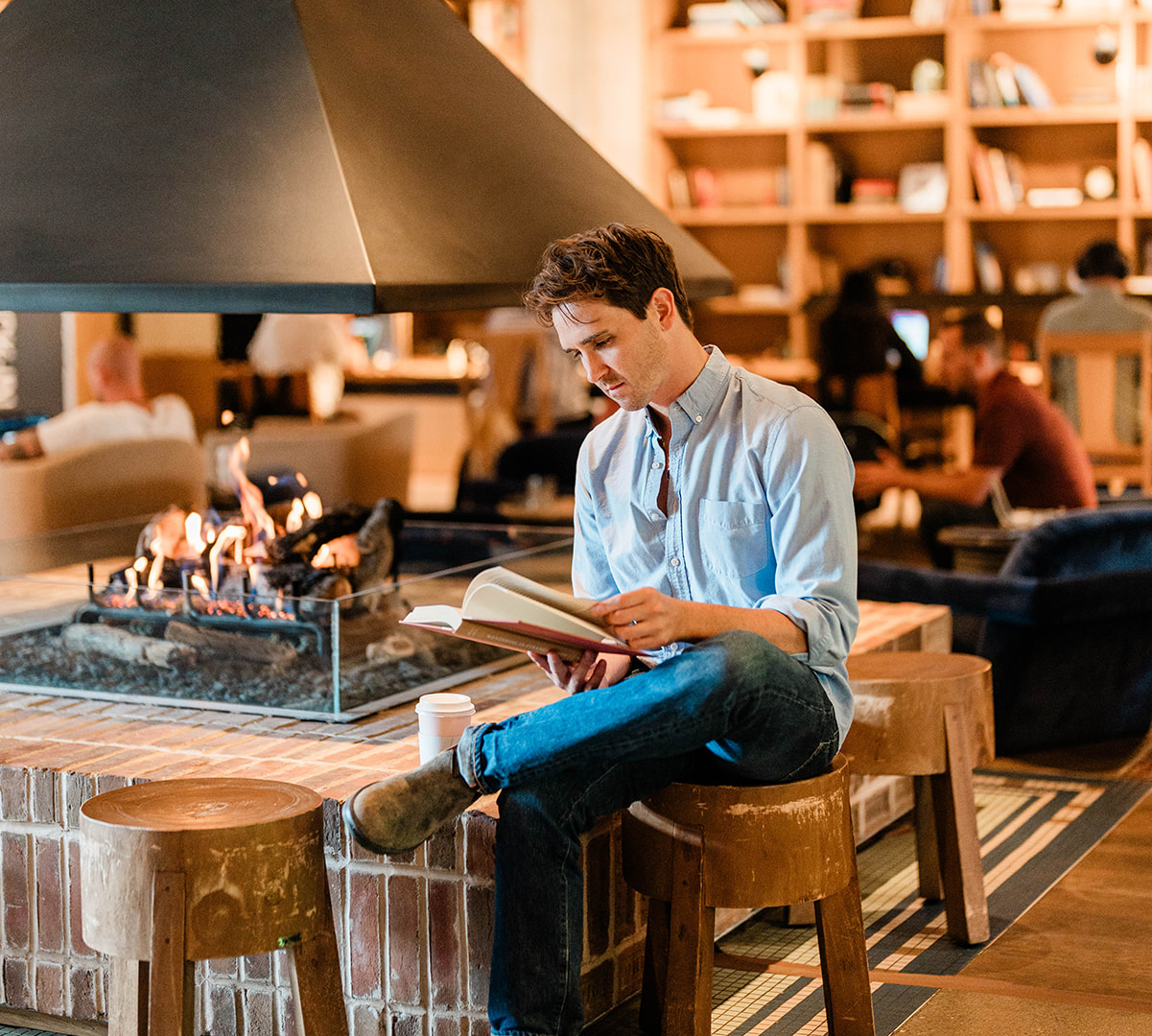 Man reading in Trade Room